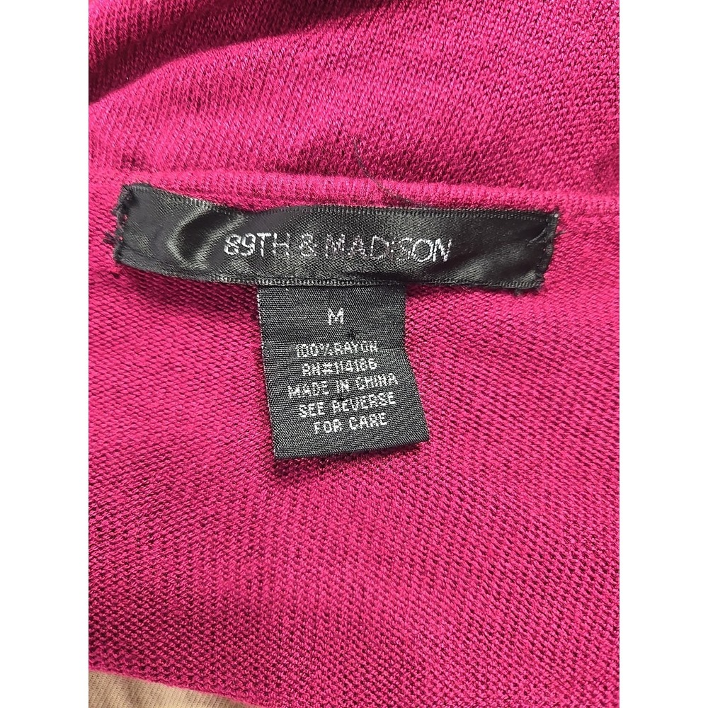 89th & Madison Raspberry Knit Open-Front 3/4 Sleeve Ruffle Sweater Medium M - Picture 7 of 7
